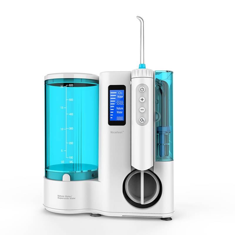 उच्च दबाव एलईडी प्रकाश के साथ सफेद ओजोन मौखिक सिंचाई दंत पानी Flosser 240V